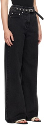 3.1 Phillip Lim Black Wide Leg Belted Jeans