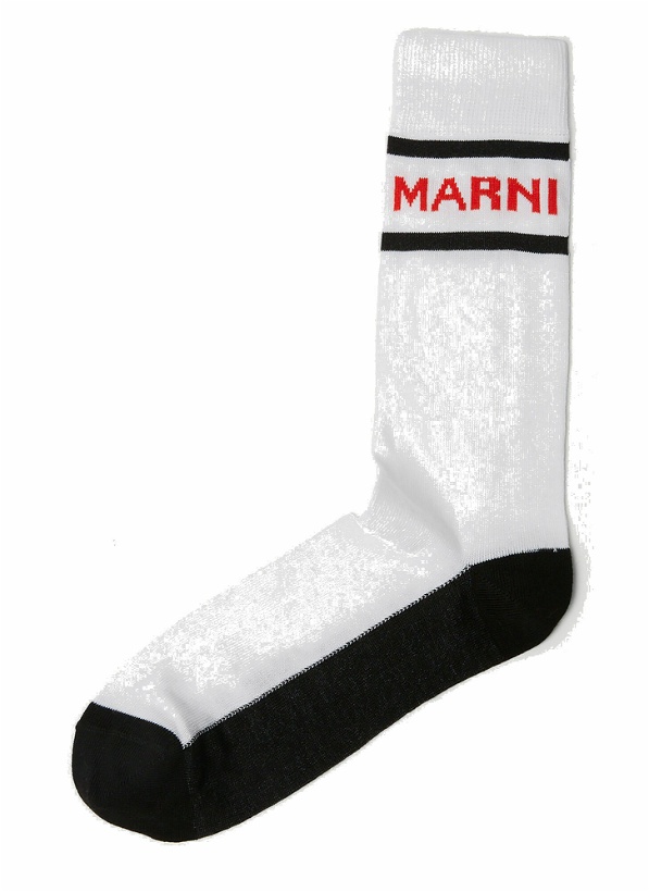 Photo: Colour Block Logo Socks in White