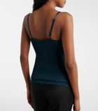 Saint Laurent Lace-trimmed ribbed-knit silk tank top