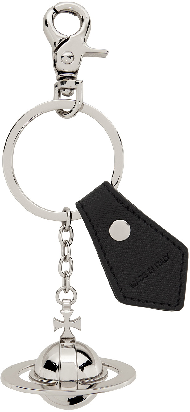 Vivienne Westwood Black & Silver 3D Orb Keychain Vivienne