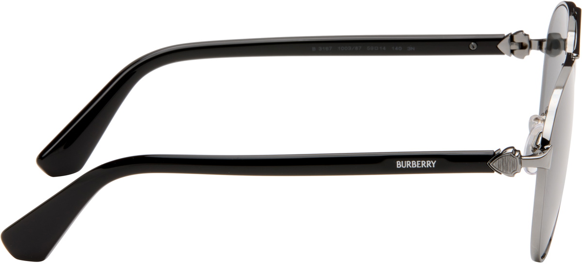 Burberry Gunmetal Metal Shield Aviator Sunglasses​