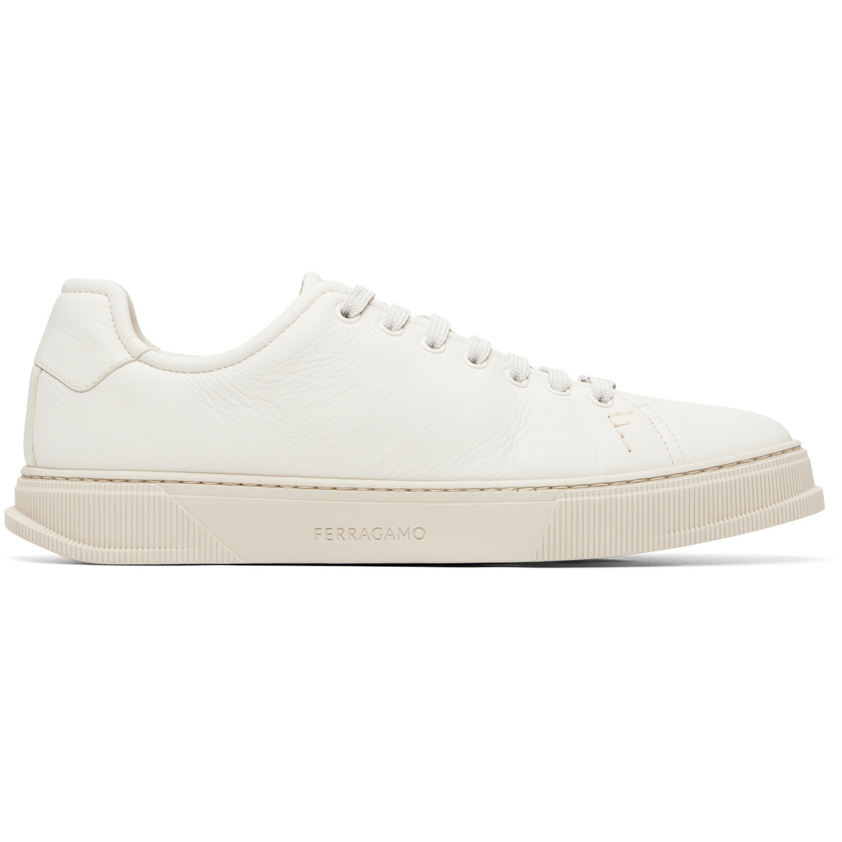 Ferragamo Off-White Elastic Lace Sneakers