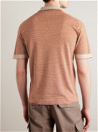 Loro Piana - Slim-Fit Striped Silk and Linen-Blend Polo Shirt - Orange