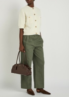 Anine Bing Belen Straight-leg Twill Trousers Dark Green
