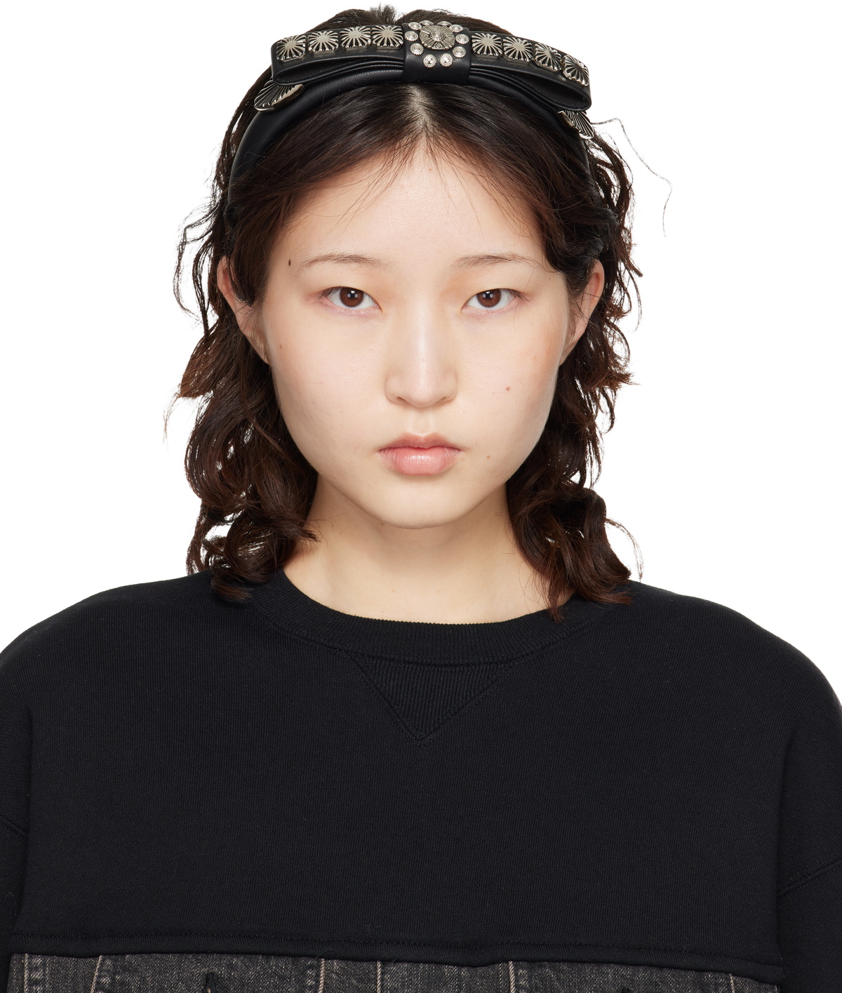 Toga Pulla Black Faux-Leather Headband Toga Pulla