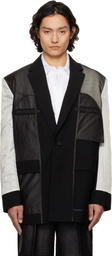 Feng Chen Wang Black Deconstruction Patchwork Blazer