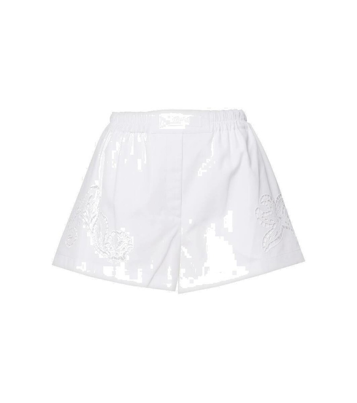 Photo: Versace Sangallo embroidered cotton poplin shorts