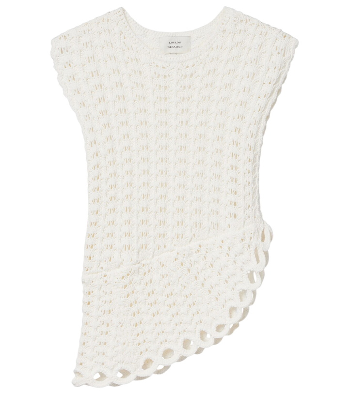 Photo: Loulou de Saison Saez asymmetric scalloped crochet top