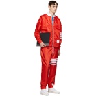 Thom Browne Red Ripstop Oversized 4-Bar Sailboat Bomber Jacket