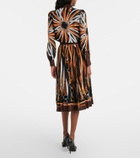 Gucci Printed tie-neck silk shirt dress