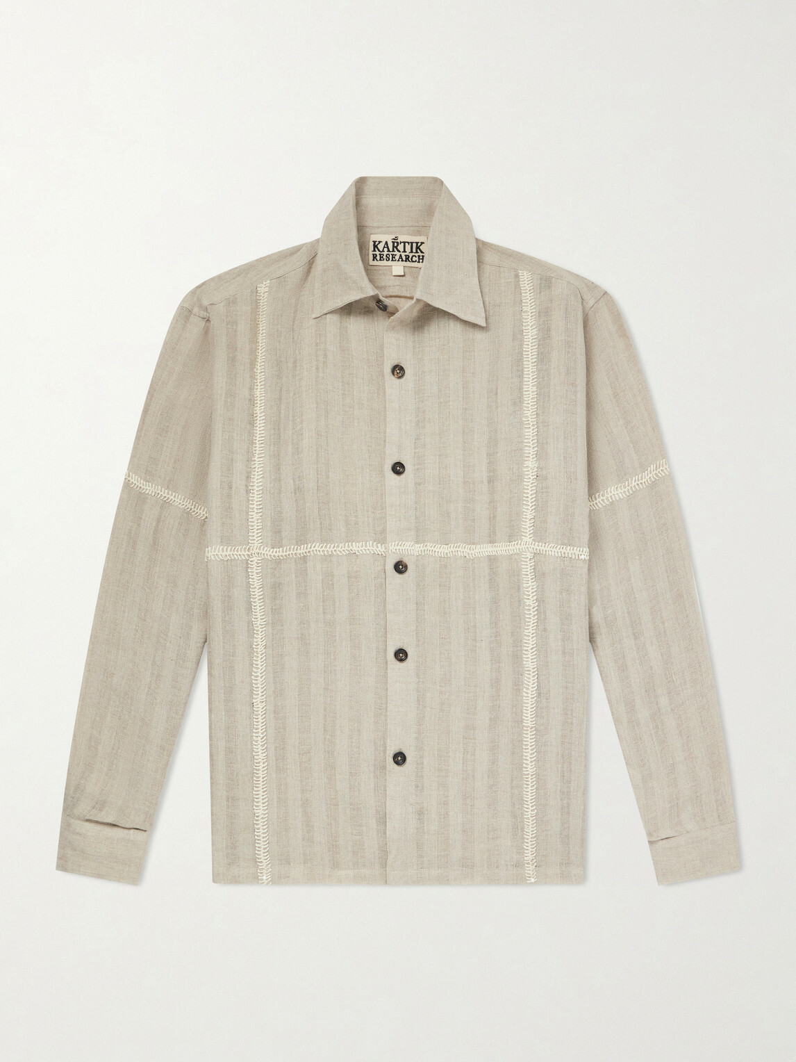 Kartik Research - Rabari Embroidered Linen Shirt - Neutrals