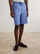 Paul Smith - Straight-Leg Striped Cotton-Seersucker Drawstring Shorts - Blue