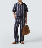 Commas Striped linen bowling shirt