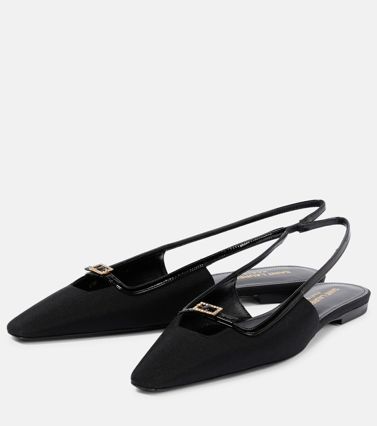 Saint Laurent - Blade leather-trimmed slingback flats Saint