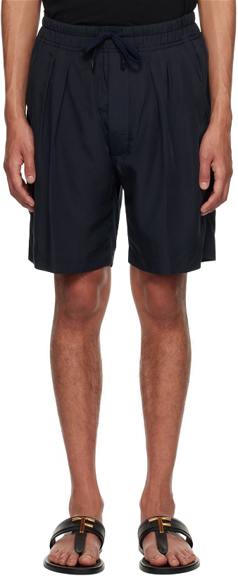 Photo: TOM FORD Navy Pleated Shorts