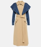 Chloe - Denim-paneled wool twill trench coat