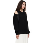 Simone Rocha Black Relaxed Cashmere Slash V-Neck Bow Sweater