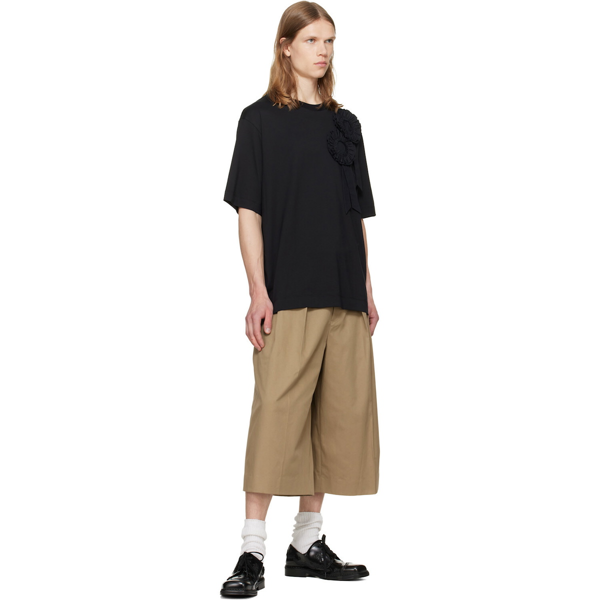 Simone Rocha Beige Peeling Waist Wide Leg Shorts