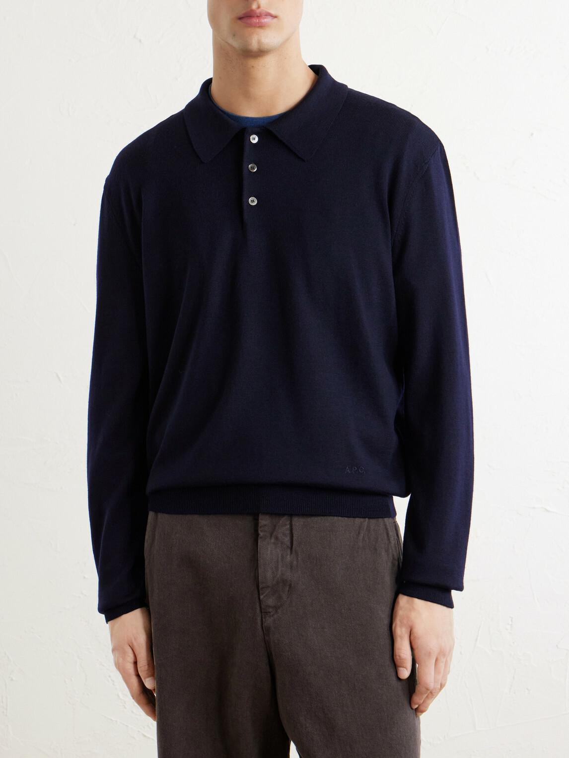 A.P.C. - Riou Virgin Wool Polo Shirt - Blue