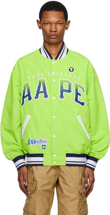 Photo: AAPE by A Bathing Ape Green Reversible Bomber Jacket