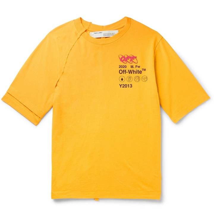 Photo: Off-White - Logo-Print Cotton-Jersey T-Shirt - Yellow