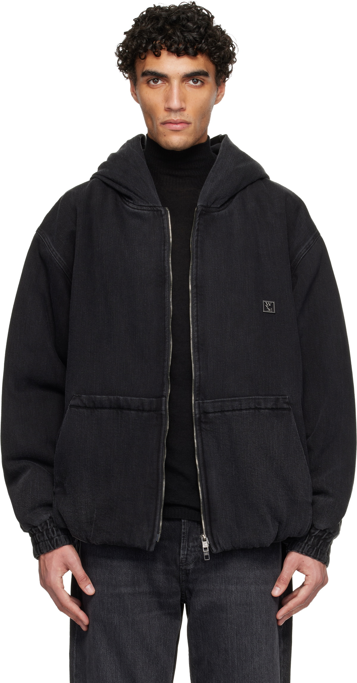 WOOYOUNGMI Black Denim Hooded Jacket Wooyoungmi