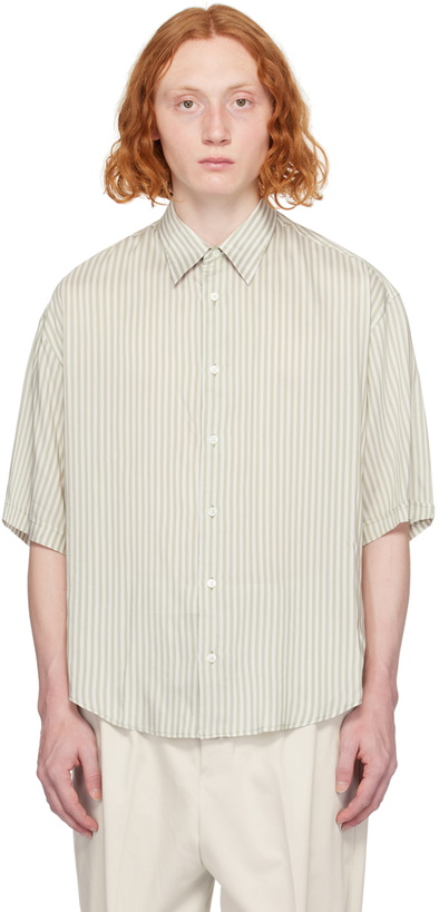 Photo: AMI Paris Off-White & Khaki Boxy-Fit Shirt