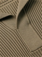 Zegna - Ribbed Mulberry Silk and Cotton-Blend Polo Shirt - Green