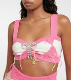 Area - Embellished argyle crop top