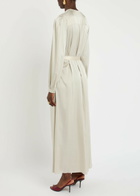 Forte_forte Belted Silk-satin Midi Dress Grey