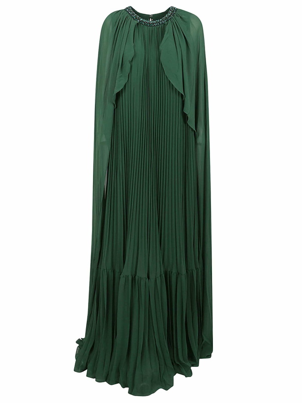 Photo: self-portrait Green Chiffon Cape Maxi Dress