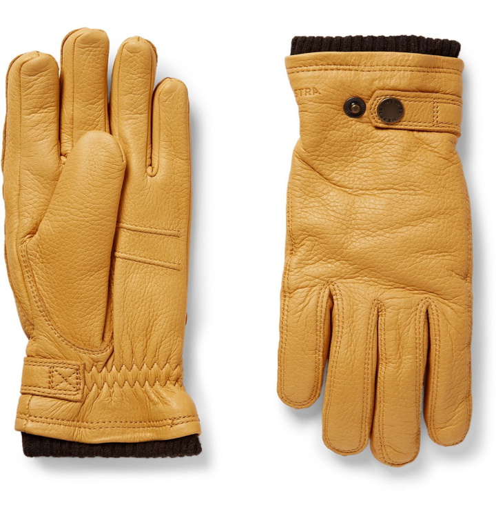 Photo: Hestra - Utsjö Fleece-Lined Full-Grain Leather Gloves - Yellow