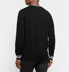 Dolce & Gabbana - Slim-Fit Contrast-Tipped Logo-Embroidered Virgin Wool Sweater - Black