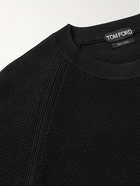 TOM FORD - Ribbed Cotton and Silk-Blend Sweater - Black