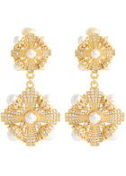 Self-portrait Embellished Gold-plated Clip-on Drop Earrings - One Size