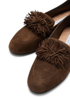 Aquazzura Gytane Fringed Suede Loafers Brown