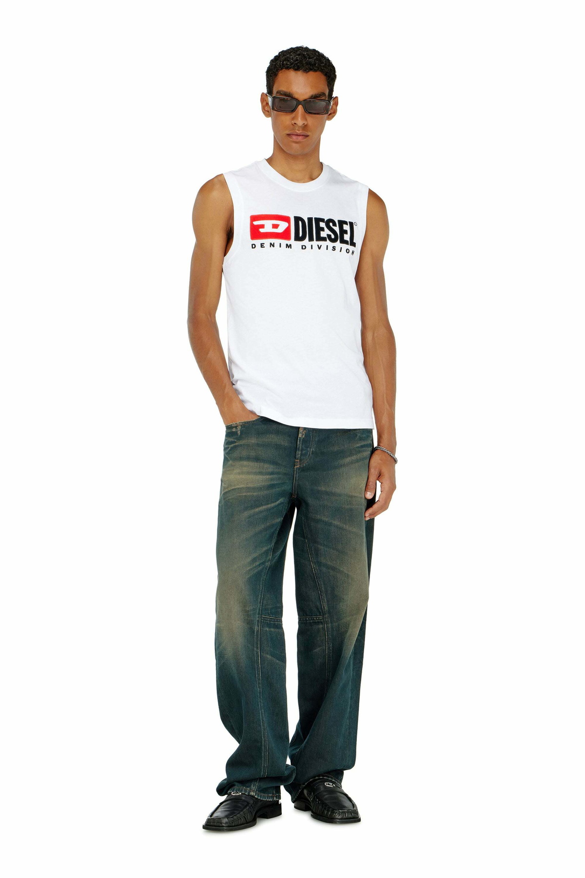 Diesel Tank top with chest logo print - T-Shirts Mens in White