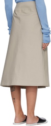 Rier Beige Cotton Bonded Midi Skirt