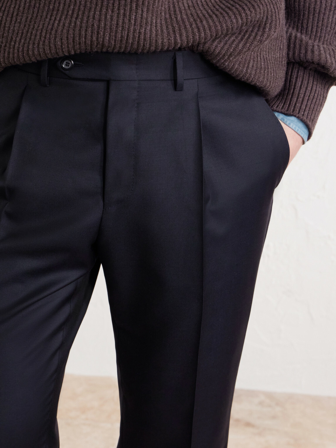 Canali - Tapered Pleated Wool-Twill Trousers - Blue