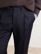 Canali - Tapered Pleated Wool-Twill Trousers - Blue