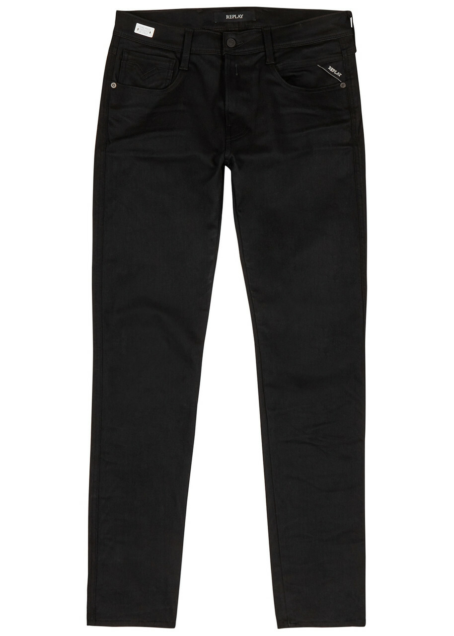 Replay Anbass Hyperflex Slim-leg Jeans Black