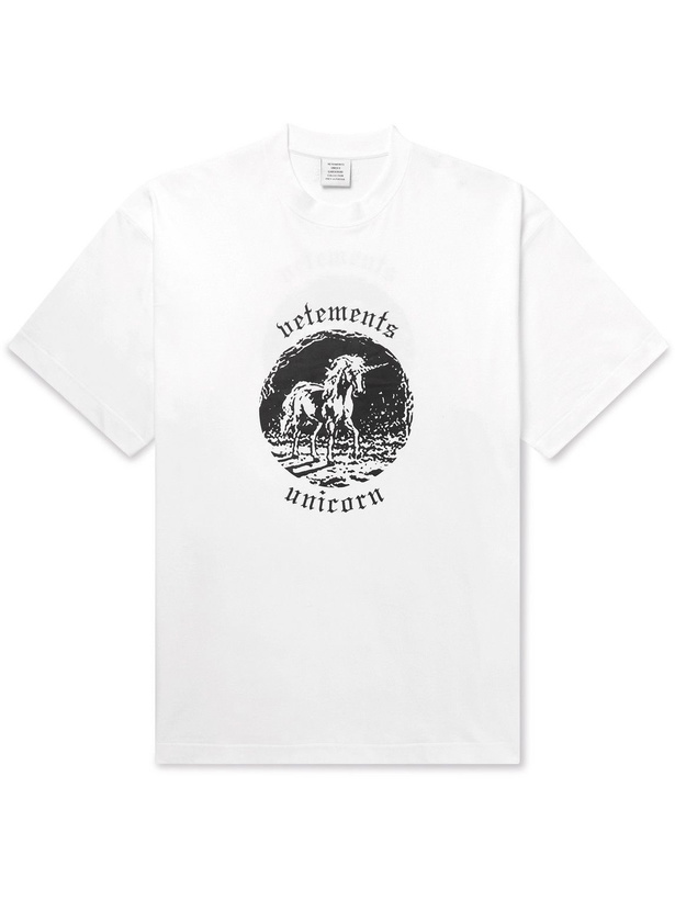 Photo: VETEMENTS - Logo-Print Cotton-Jersey T-Shirt - White