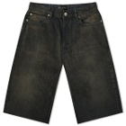 Balenciaga Men's Slim Denim Shorts in Dark Brown