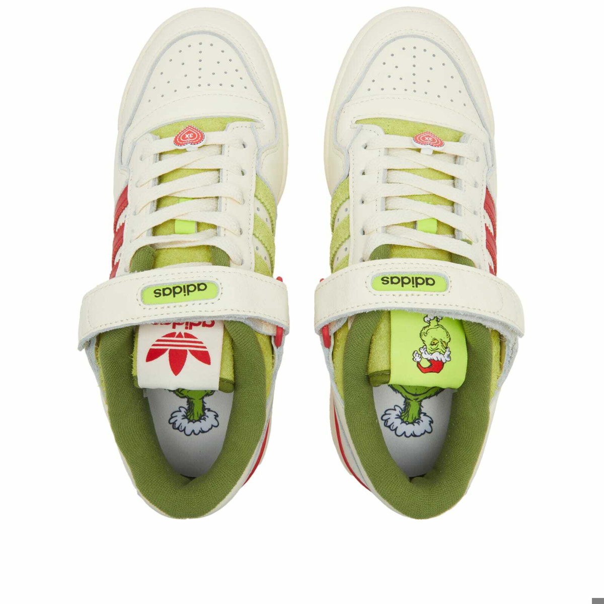 Adidas Forum Low 'The Grinch' Sneakers in White/Red/Solar Slime adidas