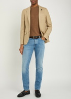 Lardini Ribbed Fine-knit Flax and Cotton-blend T-shirt Brown