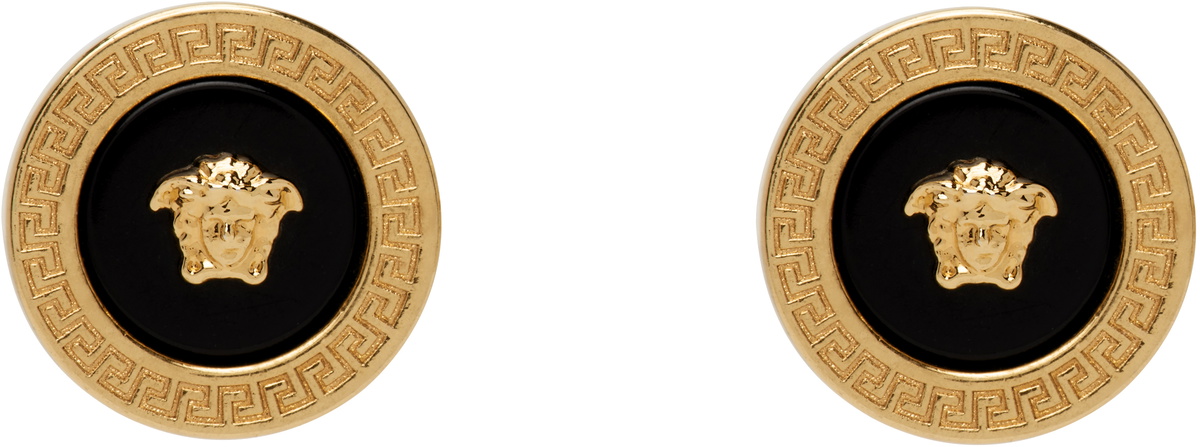 Versace Gold Enamel Medusa Stud Earrings