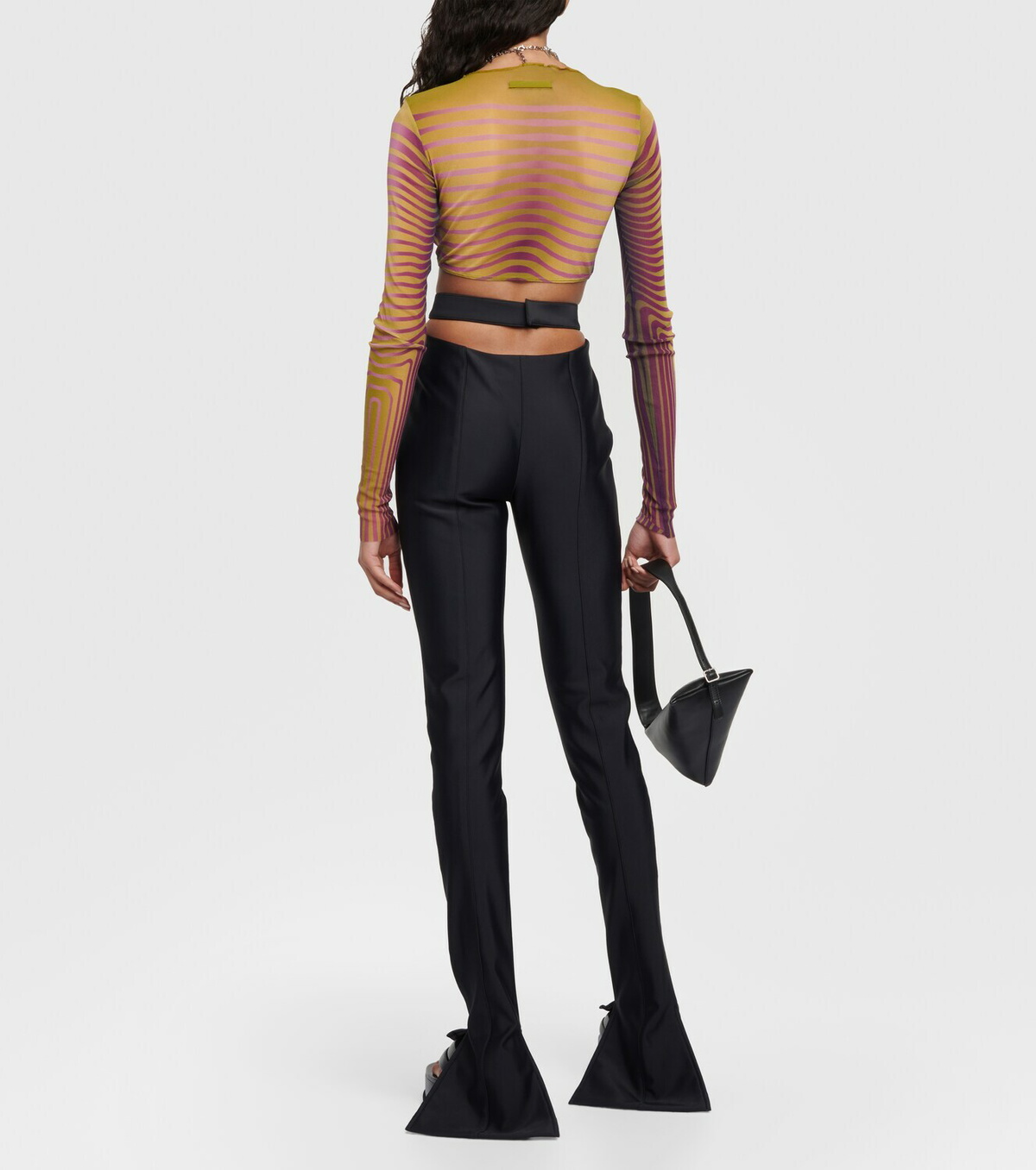 Jean Paul Gaultier Printed mesh crop top