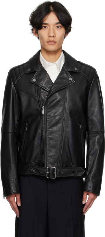 Photo: Hugo Black Leather Biker Jacket