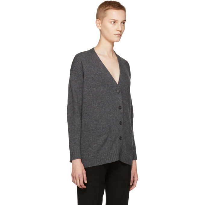 Prada Grey Wool and Cashmere Elbow Patches Cardigan Prada