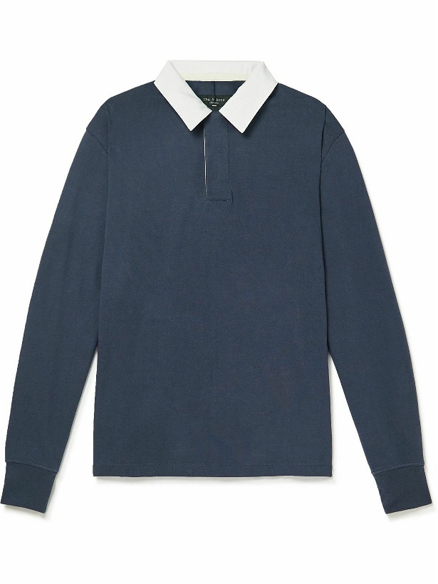 Photo: Rag & Bone - Garment-Dyed Cotton-Jersey Polo Shirt - Blue
